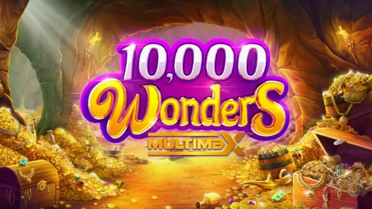 Interface do jogo 10,000 Wonders Multimax com elementos visuais temáticos